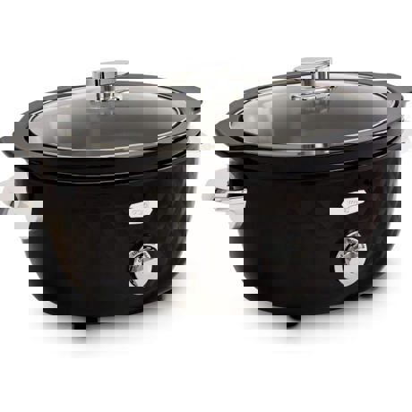 Slow Cooker Fritel SC 2090, Capacitate 3.3 L, Putere 150 W, Vas ceramic, Capac de sticla, Negru